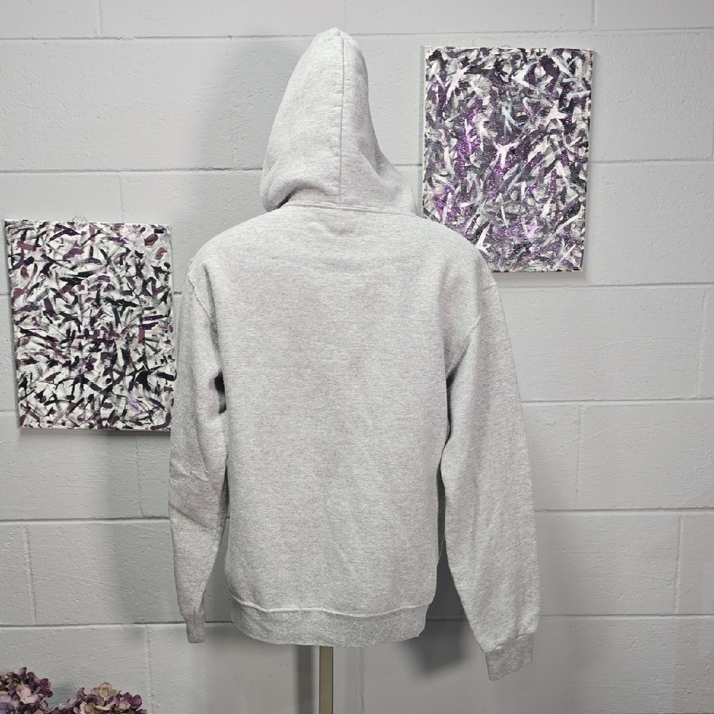 Pabst Blue Ribbon Gray Logo Hoodie - Women's Pullover Sweatshirt - Picture 5 of 9